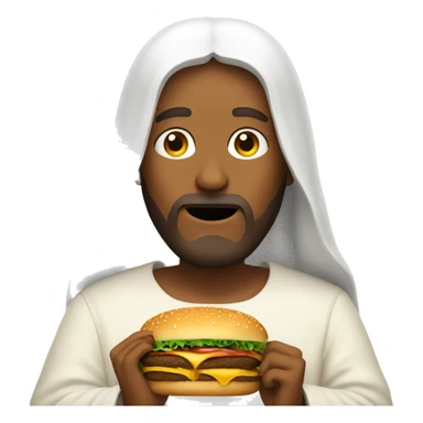 Jesus eating a hamburger sticker