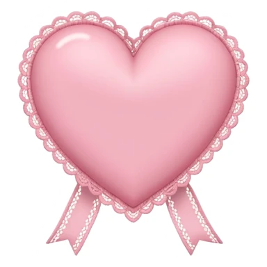 cute baby pink colored heart with lace trimming and with a lace ribbon on the left top, tilted a bit sticker