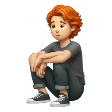 Squatting redhead guy sticker