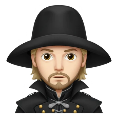Athos, musketeer in black trench coat sticker
