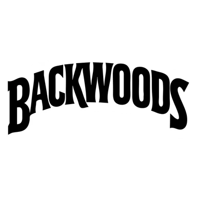 Backwoods icon, hand drawn, black outlines, white fill, simple and clean, angled view sticker