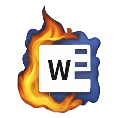 microsoft word logo on fire sticker