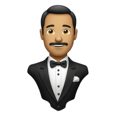 man wearing a dinner jacket front sticker