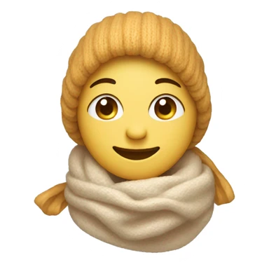 smiling face with tears emoji as basic "🥲". Additionally with scarf and ear warmers  sticker