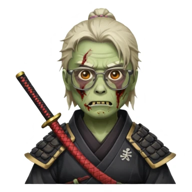 zombie samurai with glasses, highlight the glasses sticker