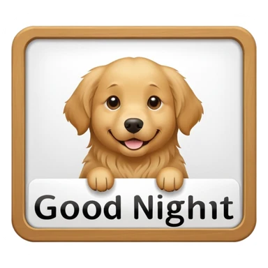 A golden retriever with the sign that says good night sticker