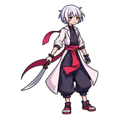 Jett from Valorant, a female character with short white hair, holding kunai knives, wind abilities sticker