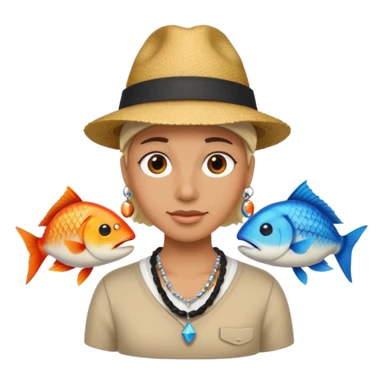 Hatted ancient People & Fish Bone Necklaces sticker
