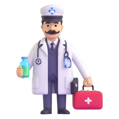 Dr. Watson with mustache and medical bag sticker
