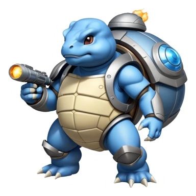 Blastoise with futuristic bazookas on its shell sticker