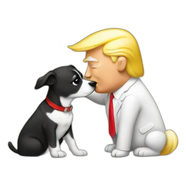 trump kissing a dog sticker