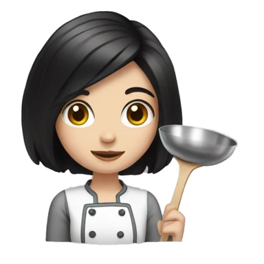 Pale girl with black hair cooking  sticker