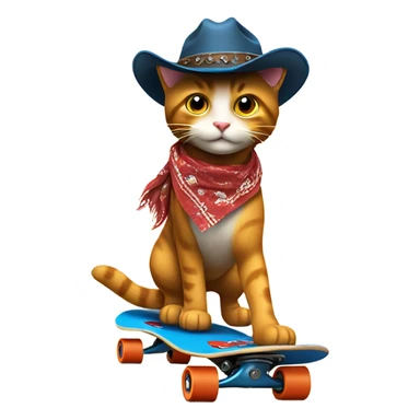a cool cowboy cat on skateboard sticker