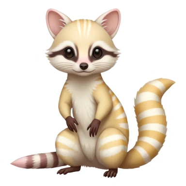 White albino neon pastel Genet-Numbat-Cacomistl-Tamarin-Tanuki-fusion-hybrid (full body) sticker