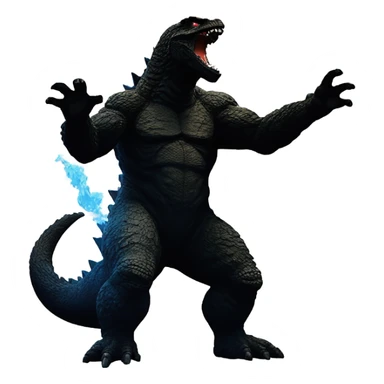 “Silhouette of Godzilla shooting his atomic breath upward, with detailed spikes and a dynamic pose sticker
