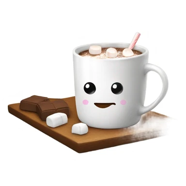 a white mug with hot cocoa and marshmallows sticker