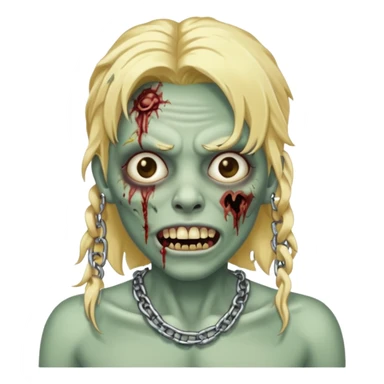 Zombie com dente de ouro e cabelo loiro com correntes sticker
