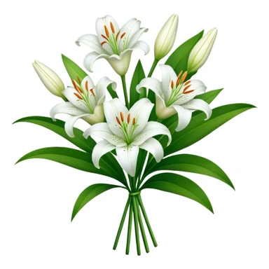 bouquet White Lily, luxuriant, stem, leaf, bud sticker