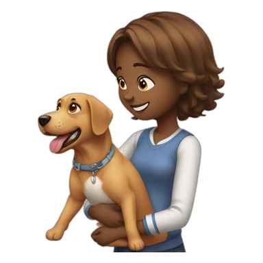 girl playing with a dog at a party sticker