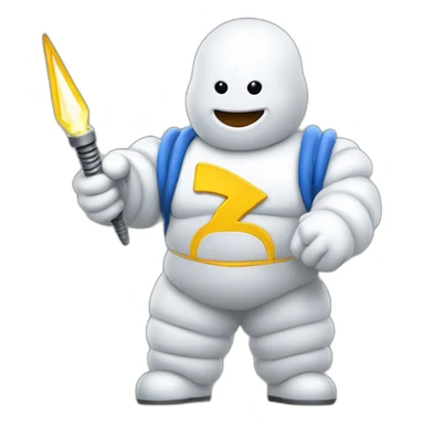 michelin man holding lighting bolt sticker