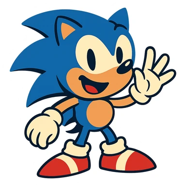 Sonic the Hedgehog with a happy expression, vibrant cartoon style sticker