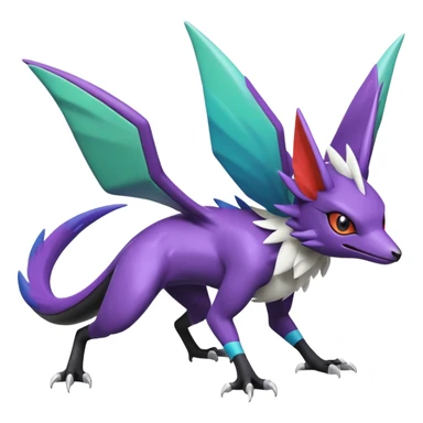 Shiny Noibat-Noivern-Mightyena-Silvally-Fakémon-hybrid-creature (full body)  sticker