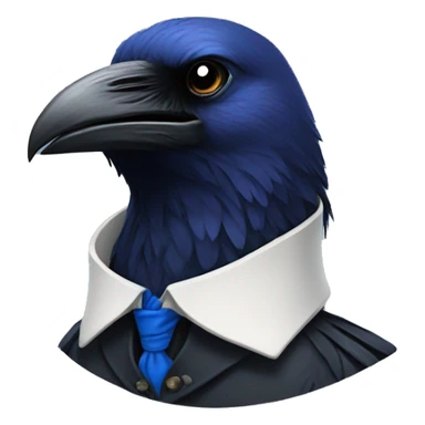 A raven wearing a blue neck cravat sticker