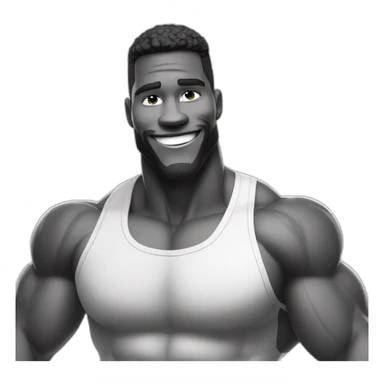 Giga Chad smiling black and white musculation meme sticker
