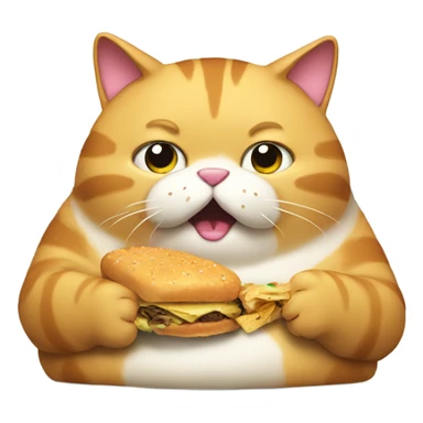 Fat cat eating junk food sticker
