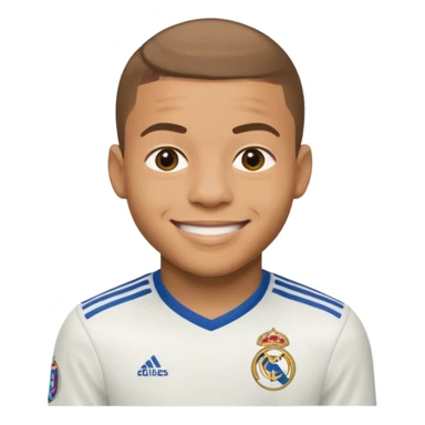 Fait moi un emojis de mbappe avec le maillots du real sticker