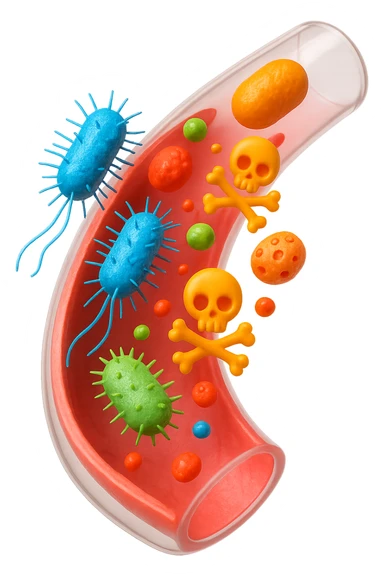 EMOJI STILE IPHONE 3D DI tossine e batteri che entrano in una vena umana E FALLO MOLTO REALISTICO IN 3D sticker