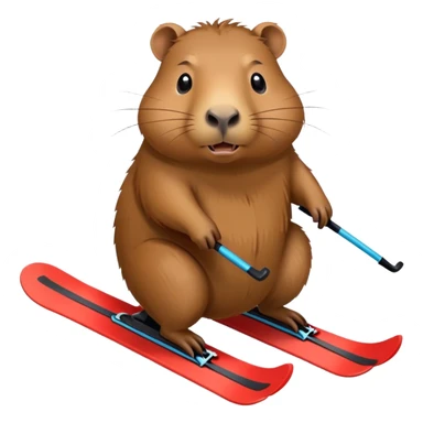 Capybara scared while skiing sticker