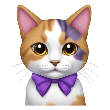 Calico cat with purple bow sticker