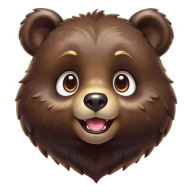 Cinematic Comical bear cub Portrait Emoji, Head tilted dramatically with an exaggeratedly amused expression, featuring a striking, glossy dark brown fur with bold fur texture, wide, expressive eyes filled with playful disbelief, Simplified yet hilariously expressive features, highly detailed, glowing with a slightly sassy glow, high shine, dramatic yet playful, stylized with an air of cheeky wilderness mischief, bright and endearing, soft glowing outline, capturing the essence of a spirited and over-the-top bear cub, so meme-worthy it feels like it could roar its way into internet fame instantly! sticker