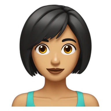 Chica morena con corte Bob y ojos achinados sticker