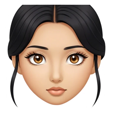 a black hair, tan skin, asian girl, vvery attractive eyes with long lashes， sticker