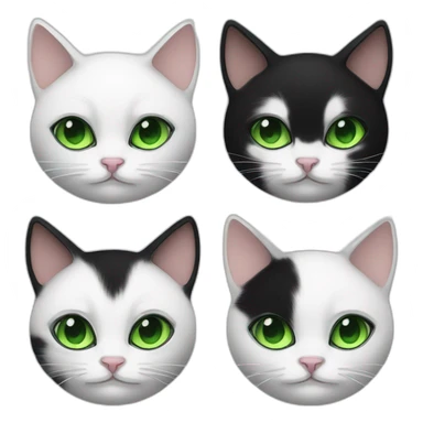 Black white cat with green eyes and black white cat with green eyes and black spot on her nose and grumpy face sticker