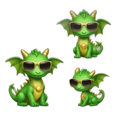Cute dragons with gold necklaces and sunglasses. sticker