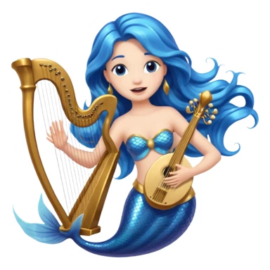 Singing Mermaid – Holding harp sticker
