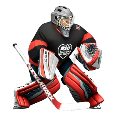 Goalie showing a heart sticker