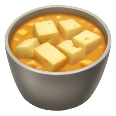 Soup with cubes of cheese and potato inside  sticker
