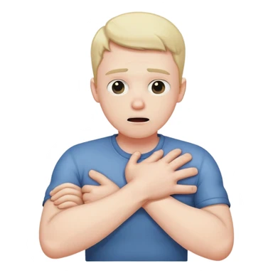 man with arms crossed over his chest, choking himself sticker