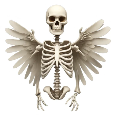 skeleton with wings rising sticker