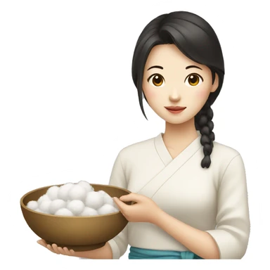 Chinese girl holding a bowl of cotton sticker