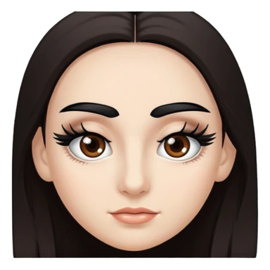 Eye black and big, eyelashes long, eyebrows black, skin white, and so beautiful hair long and brown skin tone white,hair brown and long and some brown long hair long hair sticker