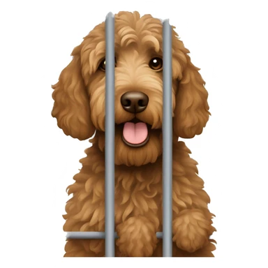 Brown labradoodle in jail behind bars sticker