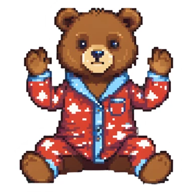 bear in pajamas sitting and waving sticker