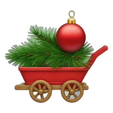 Red wagon with Christmas pine in the back sticker