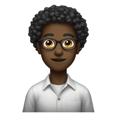 Black kid with specs and curly hair and jawline  sticker