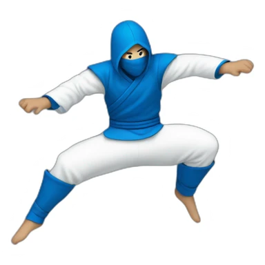 Jumping ninja in blue and white sticker